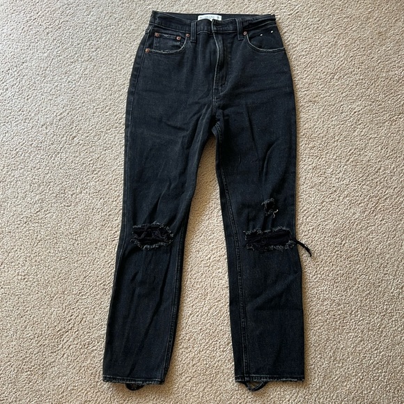 Abercrombie ankle straight ultra high rise black jeans - Picture 1 of 5
